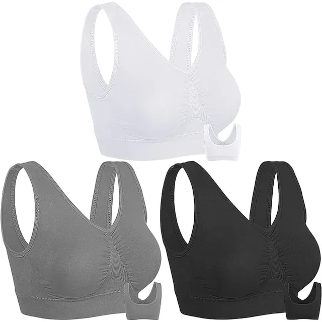 3 Packs Sports Bra for Women High Support with Removable Pad Wireless Yoga Fitness Gym Workout Bra Top Sport Activewear High Impact Breathable Comfortable Stretchy