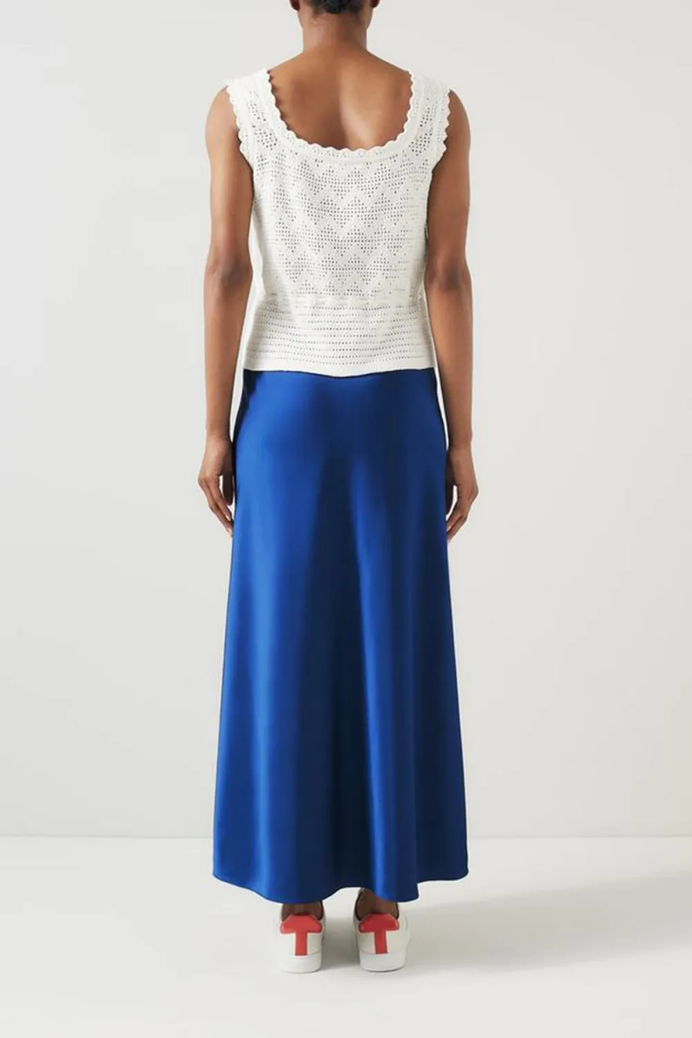 Royal Blue Flared Midi Skirt