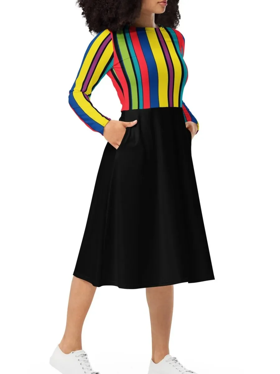 Bold Vertical Stripe Dress