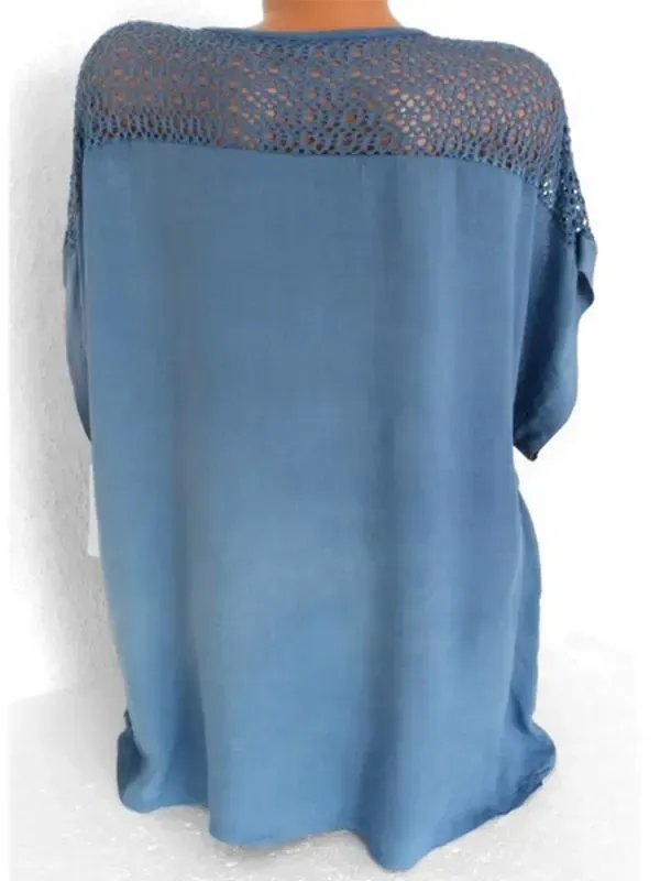 Woman Fashion Openwork Lace Shirt Tops Blouse