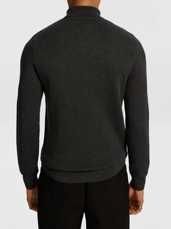 Charcoal Roll Neck Knit Sweater