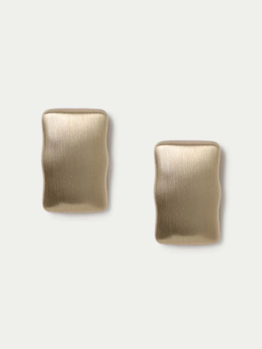 Brushed Square Stud Earrings