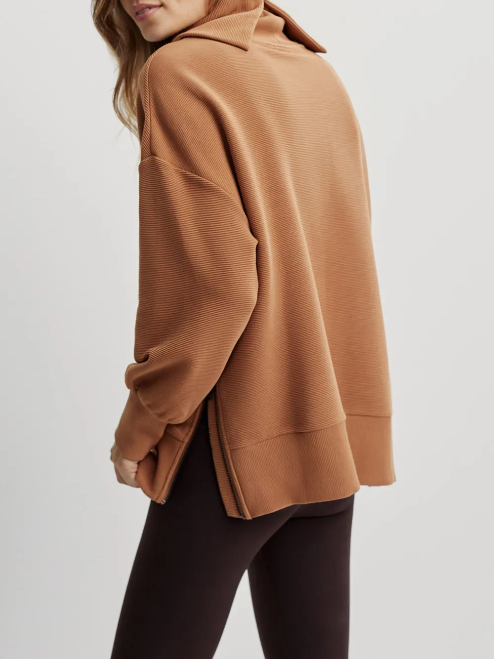 Casual Turtleneck Textured Knit Sweatshirt