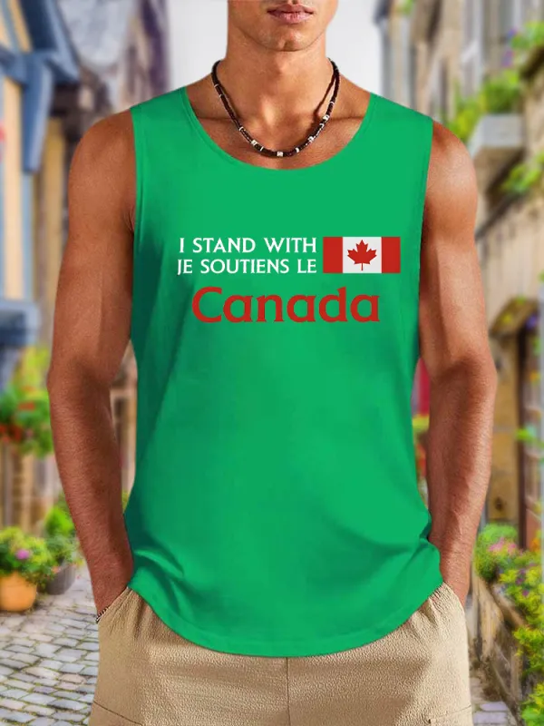 Men'S I Stand With Je Soutiens Le Canada Round Neck Cotton Vest