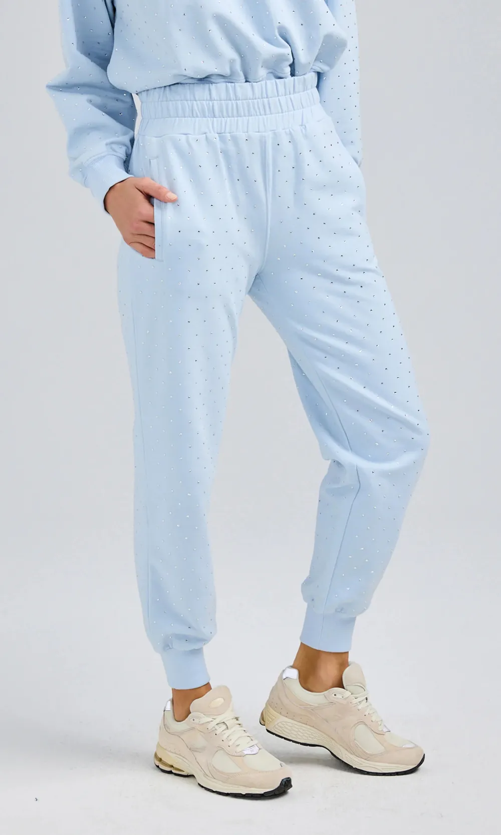 Elastic Waist Rhinestone Sweatpants