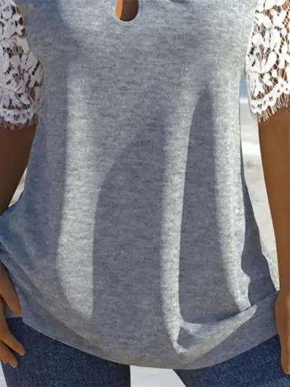 Women's Half Sleeve Scoop Neck Lace Casual Top