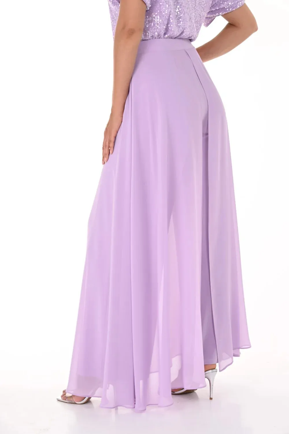 Lilac Sheer - Sleeve Wide - Leg Pants