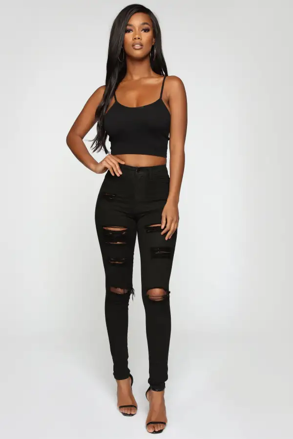 Layla Seamless Crop Cami - Black