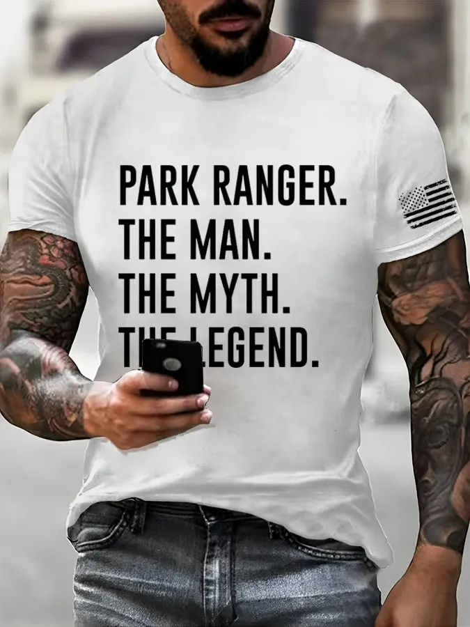 Men'S T-Shirt Men'S Park Ranger. The Man. The Myth. The Legend. Printed Casual T-Shirt