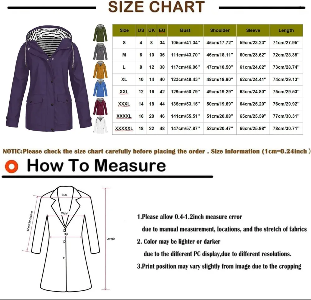 Rain Jackets For Women Waterproof With Hood Lightweight Casual Anorak Travel Hiking Coats with Pockets 720