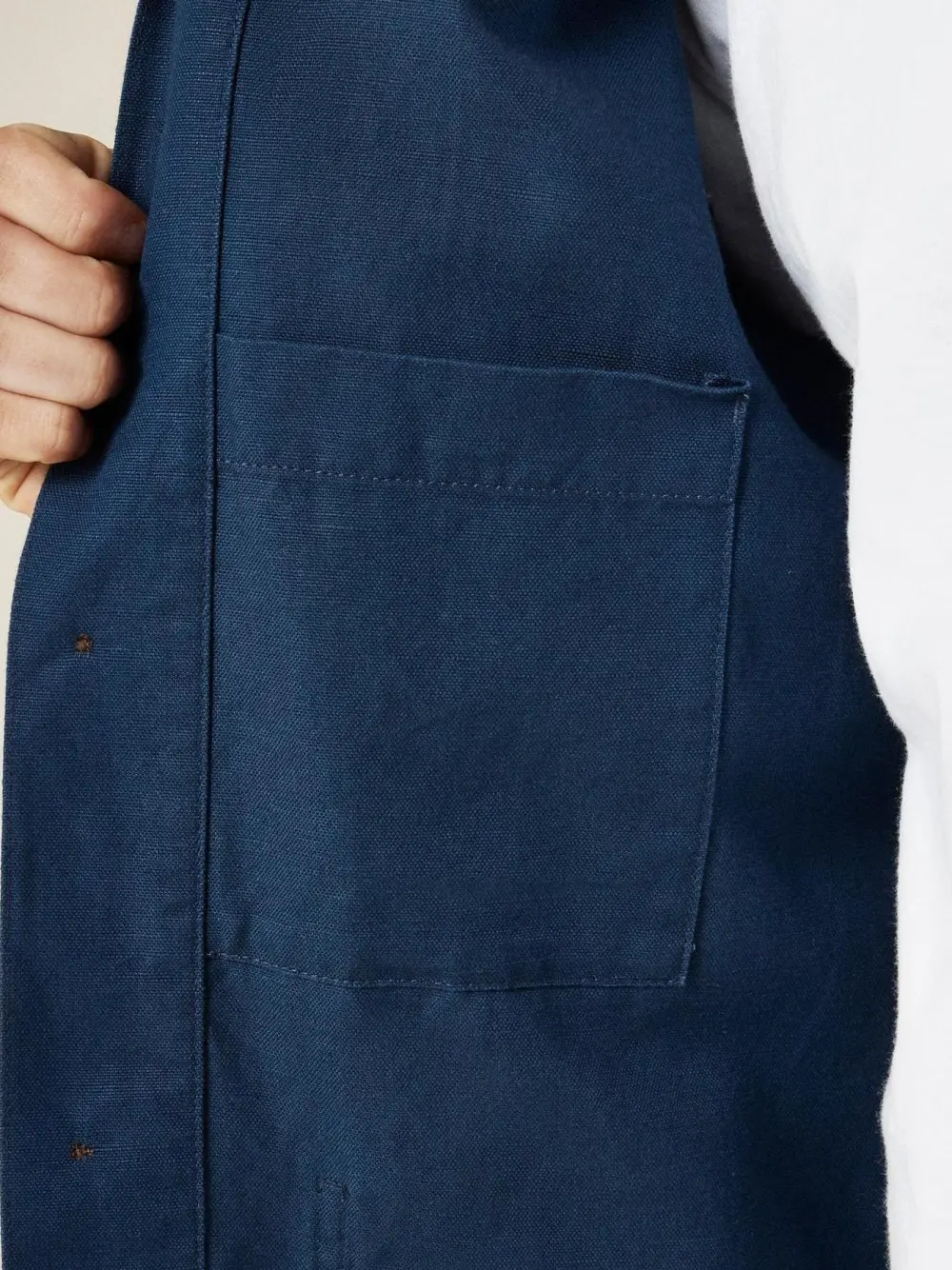 Navy Blue Button Front Cotton Jacket