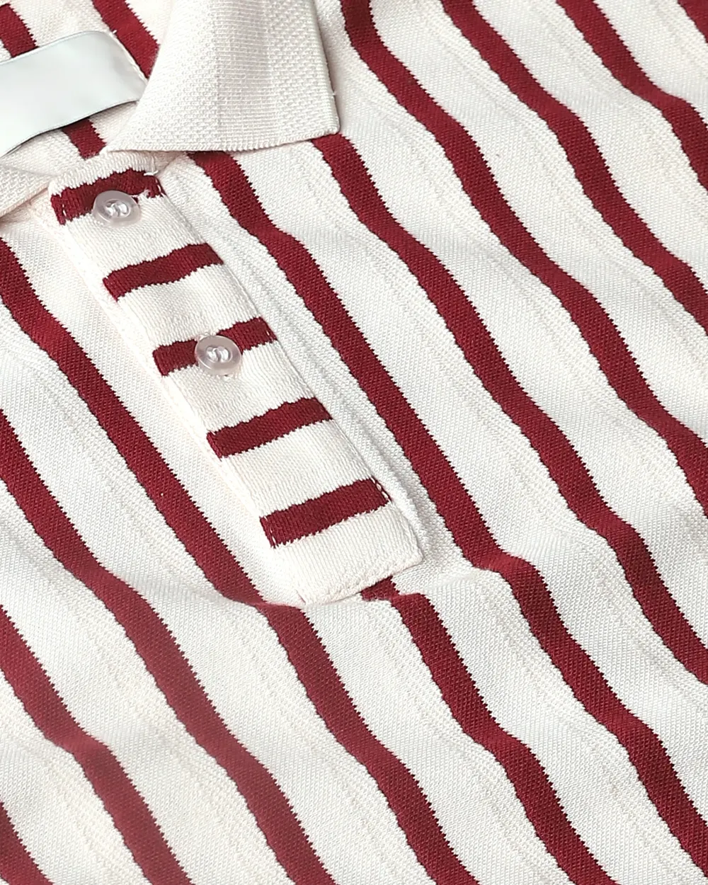 Daily Simple Maroon Striped Textured  Polo Shirt
