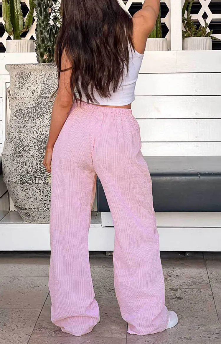 Pink Striped Drawstring Pants