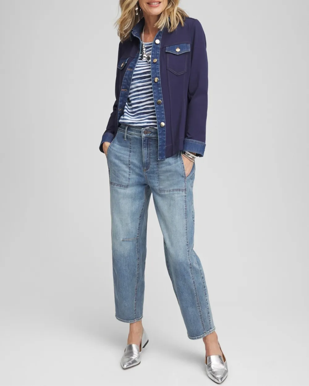 Light Blue Patchwork Denim Jeans