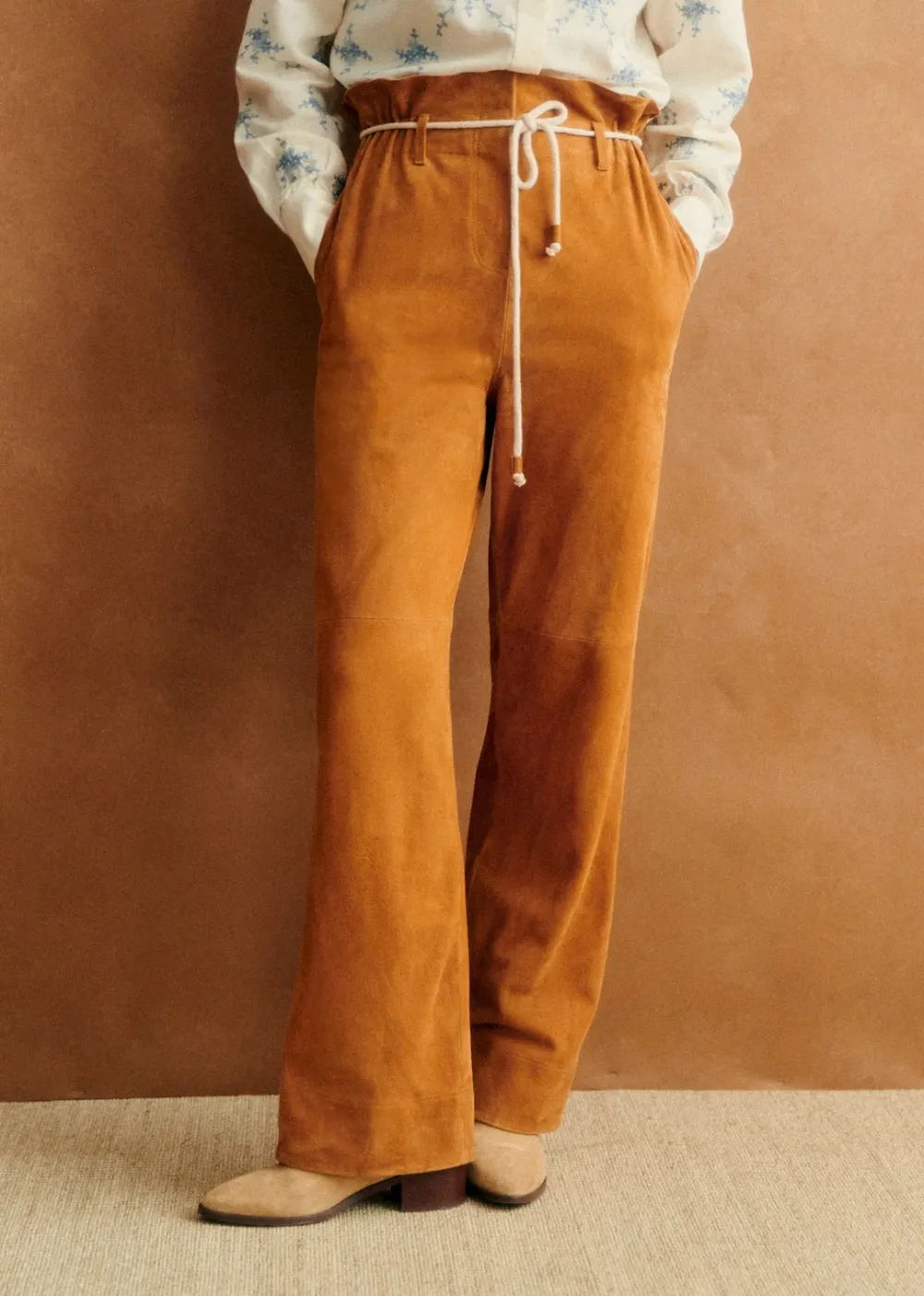 Suede Flared Trousers