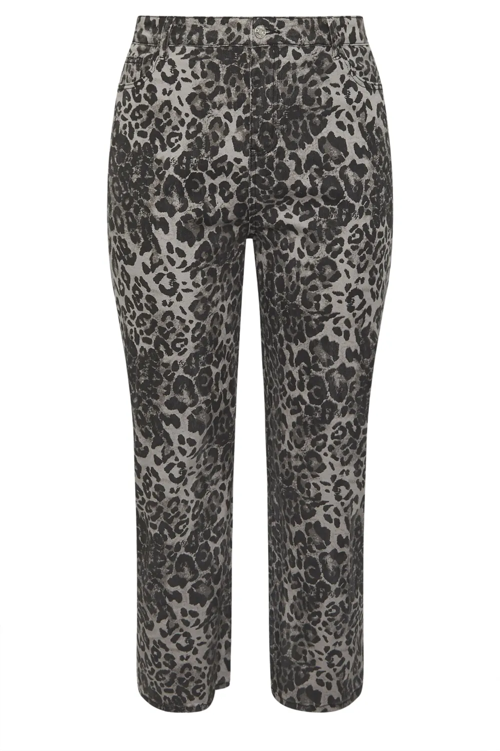 LIMITED COLLECTION Curve Grey Leopard Print Wide Leg Jeans