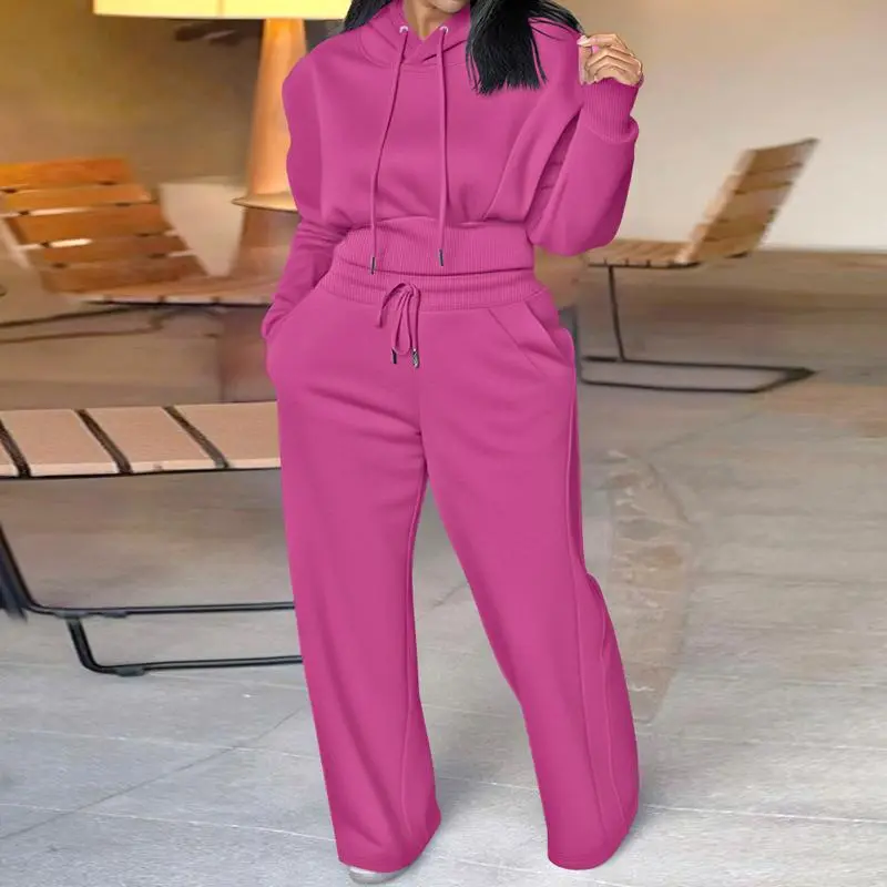 ⏰ LAST DAY PROMOTION | 16 SETS ONLY TODAY!Hooded Long Sleeve Sweatshirt and Casual Wide Leg Sweatpants Set