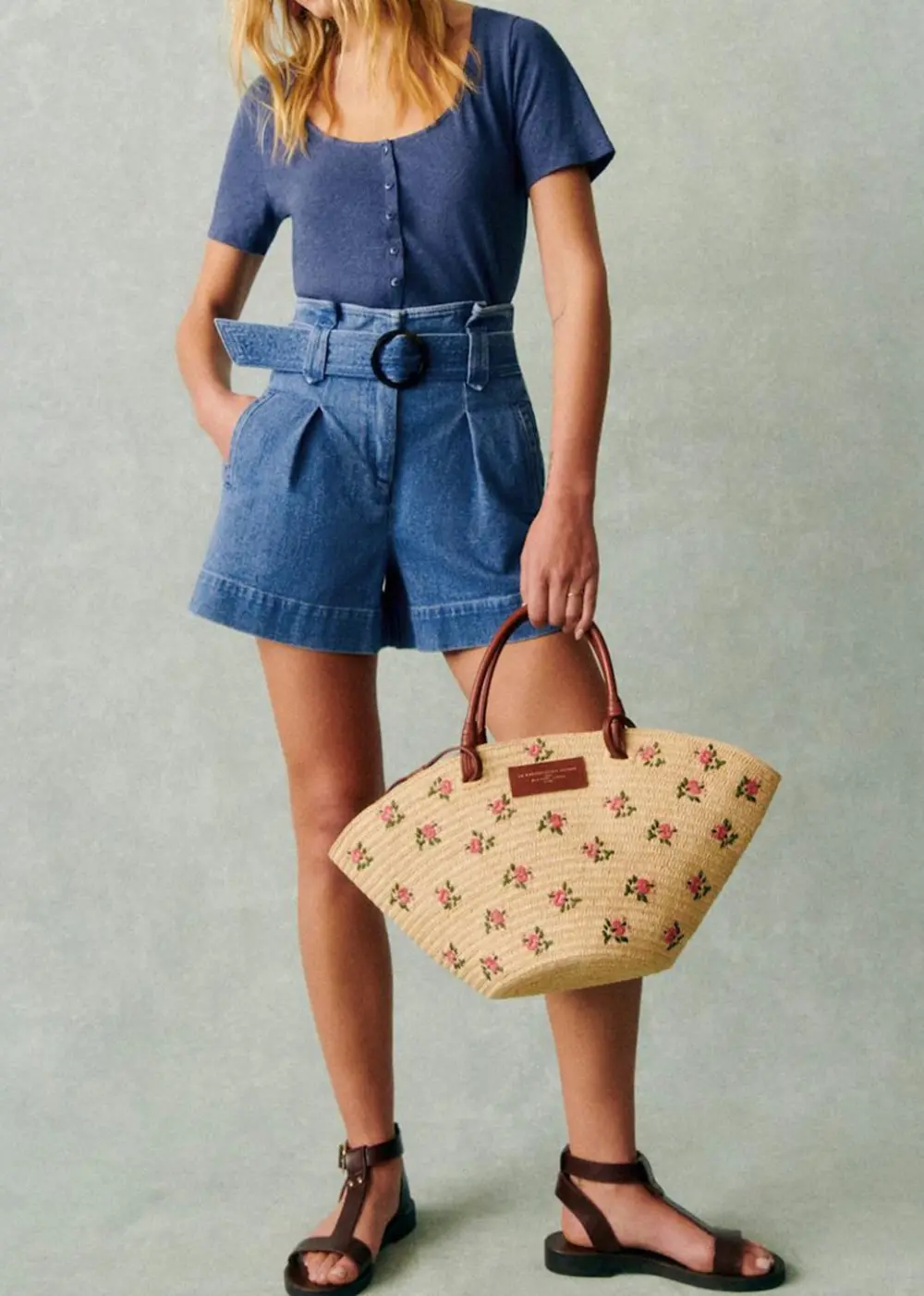 Solid Color Round Neck Cotton And Linen T-Shirt Short Sleeves