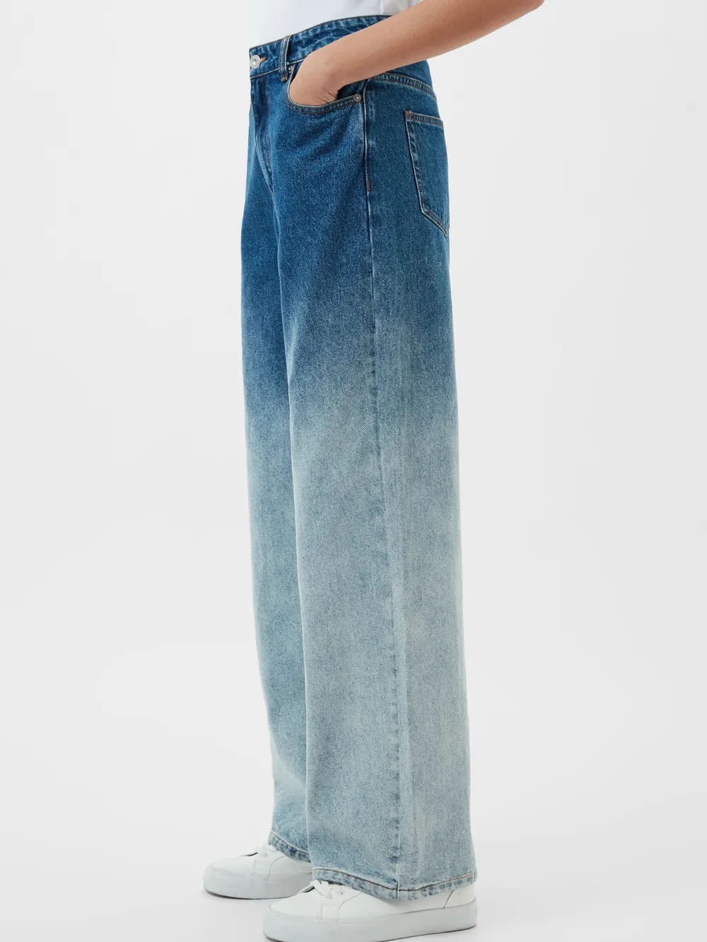 Creative And Fashionable Gradient Blue Wide-Leg Trousers
