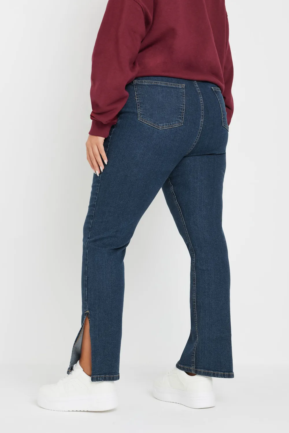 YOURS Curve Black Side Split Stretch Straight Leg Jeans
