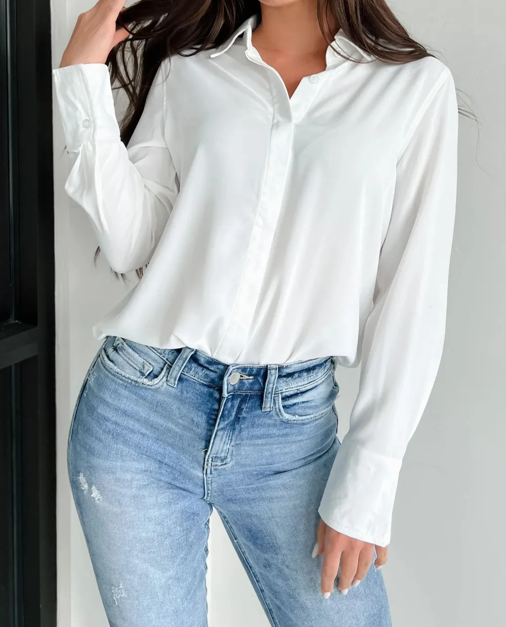 Crepe Covered Placket Dress Shirt