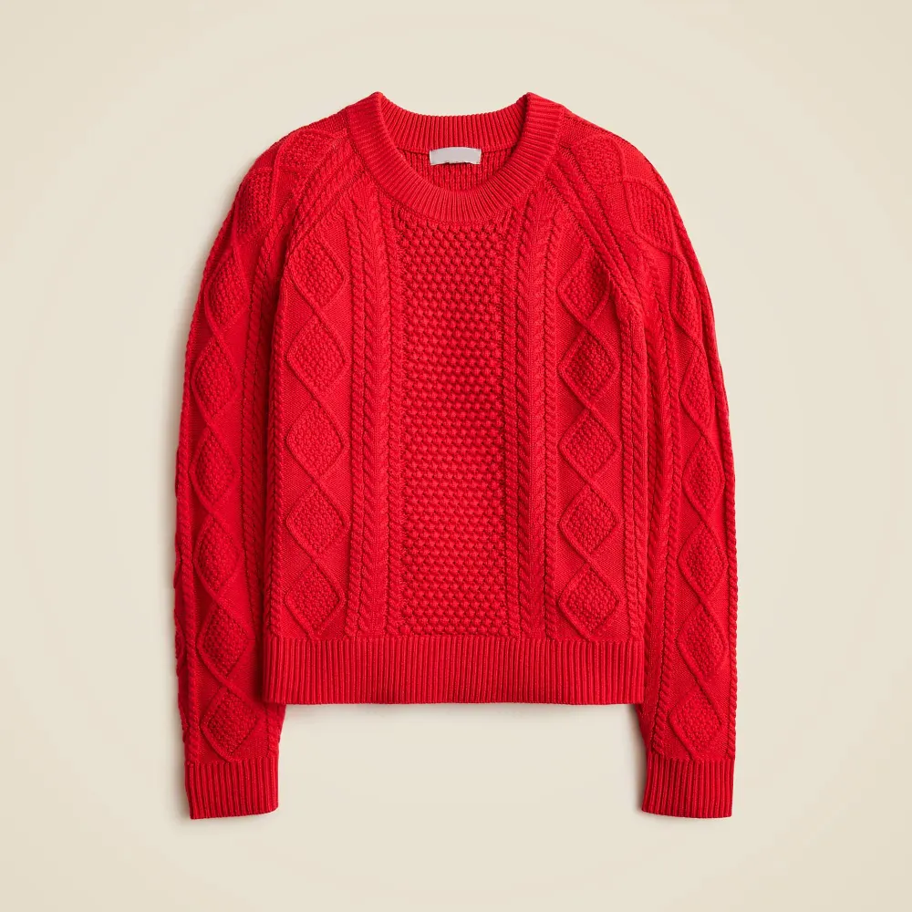 Cotton Cable-Knit Crewneck Sweaters
