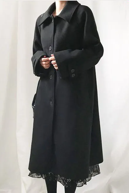 Solid Single Breasted Collar Coat