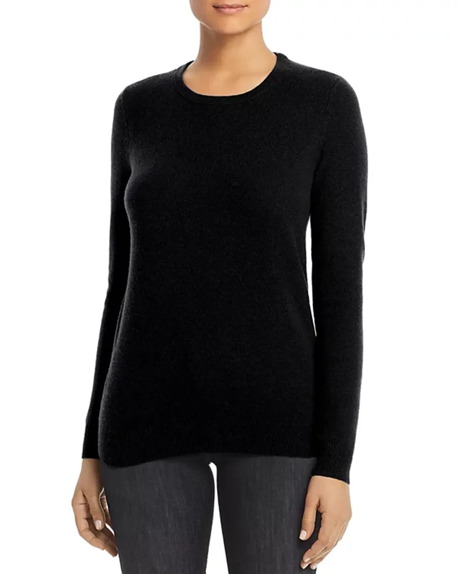 Casual Style Ribbed Crewneck Cashmere Sweater