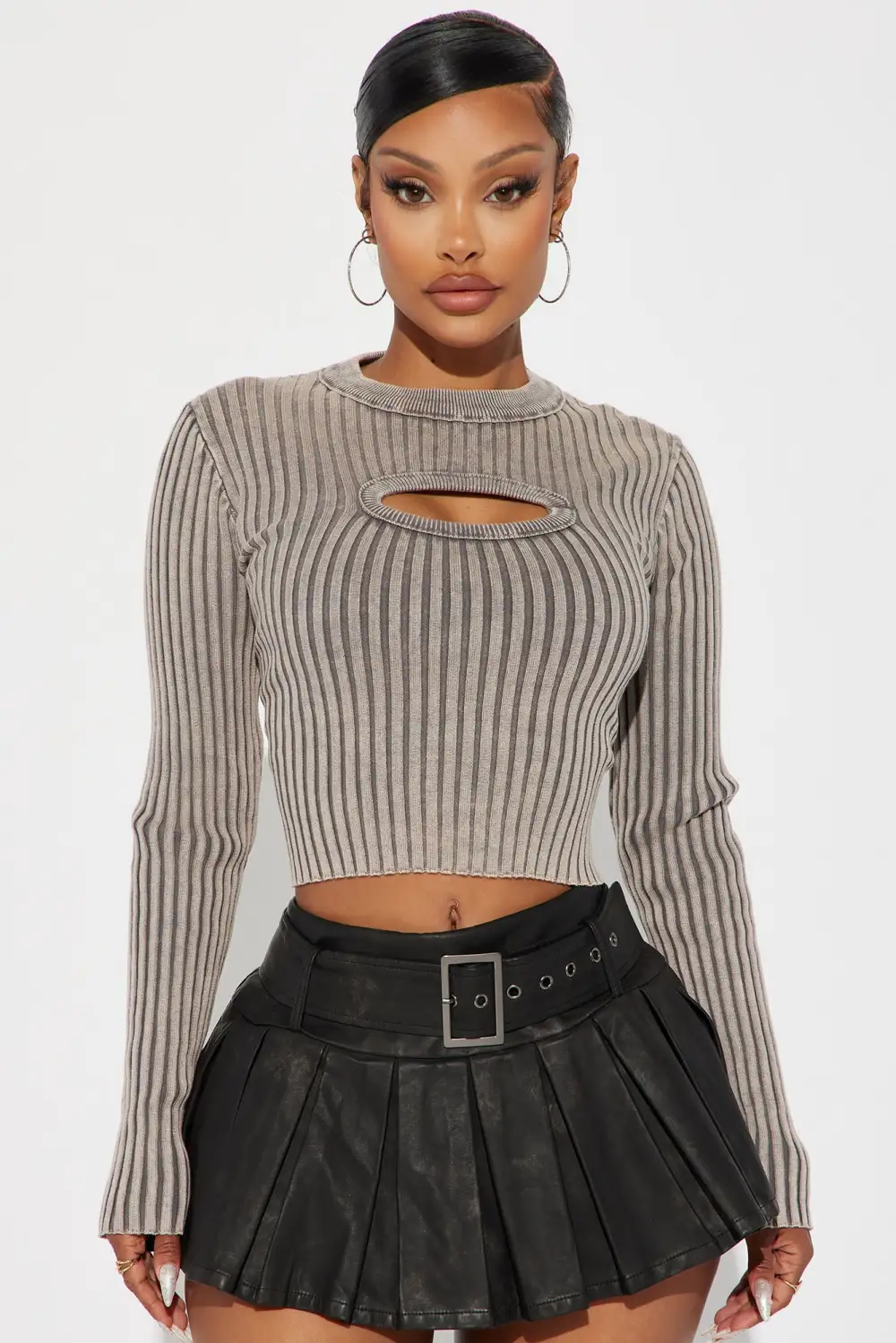 Wandering Eyes Washed Sweater - Grey Mineral Wash