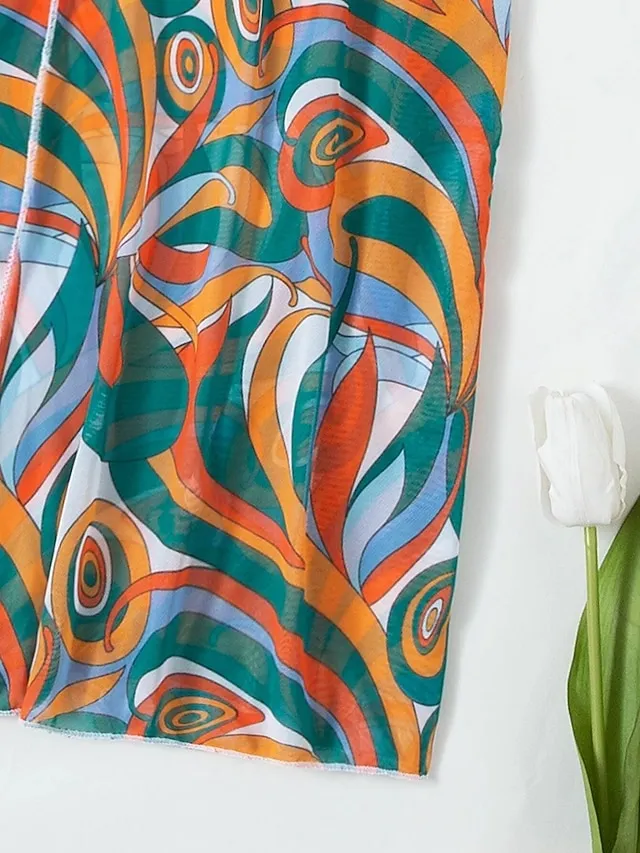 Women's Swimwear Bikini Normal Swimsuit 3-Piece Printing Graphic Black Yellow Blue Purple Orange Bathing Suits Sports Beach Wear Push Up