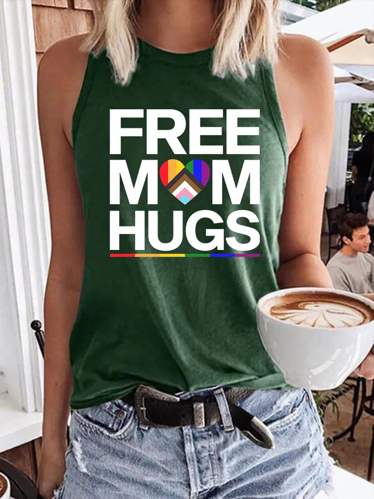 Women's Gay Day Free Mom Hugs Crew Neck Vest