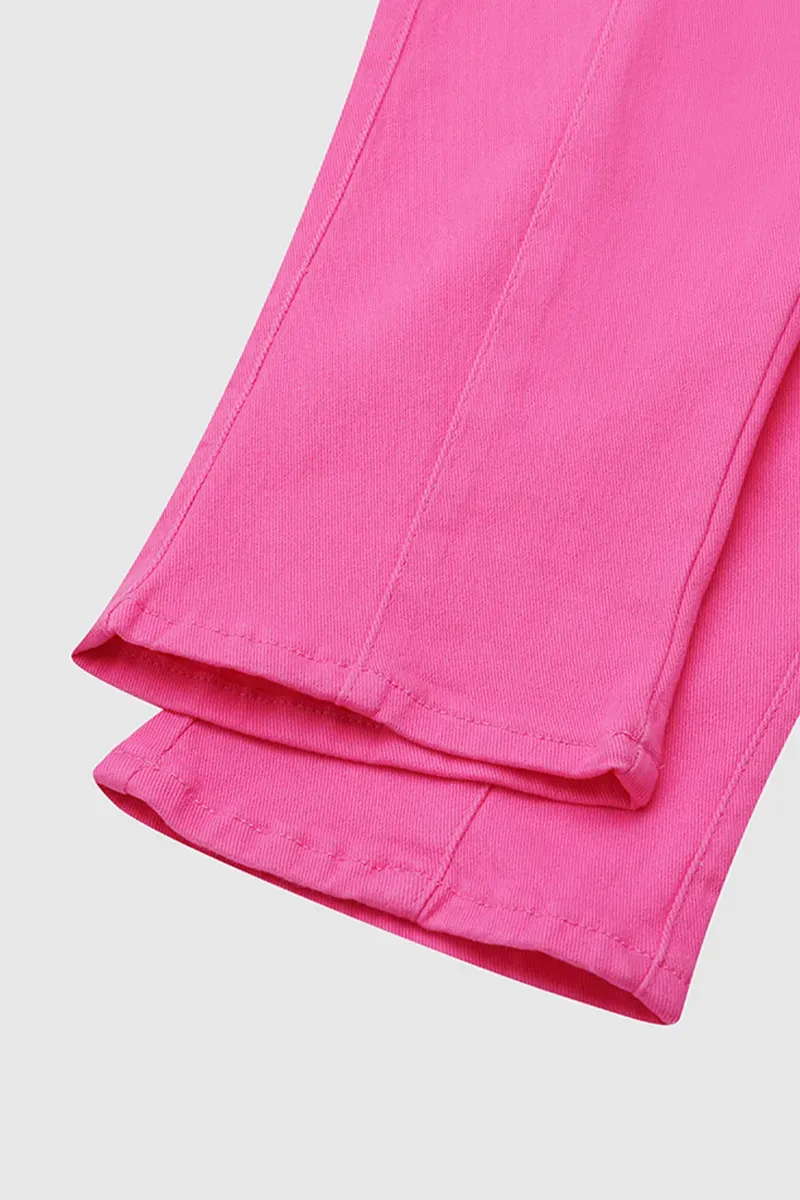 Solid Cut Out Waist Skinny Capri Jeans