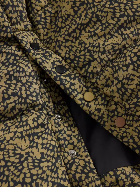 Quilted Coat In Black Print