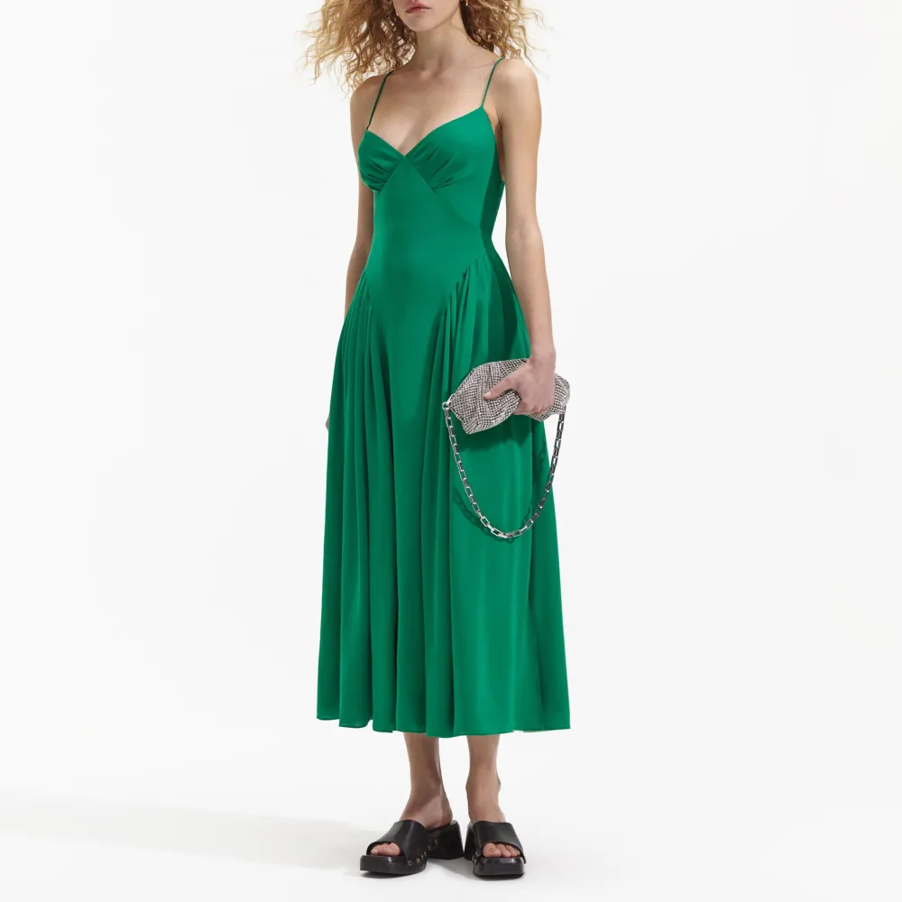 Green Strappy Midi Dress
