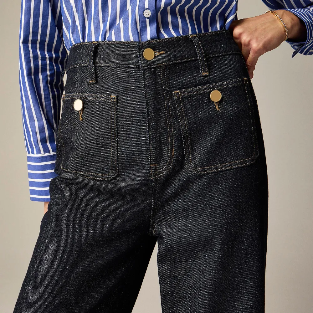 Wide-Leg Pocket Denim Trousers