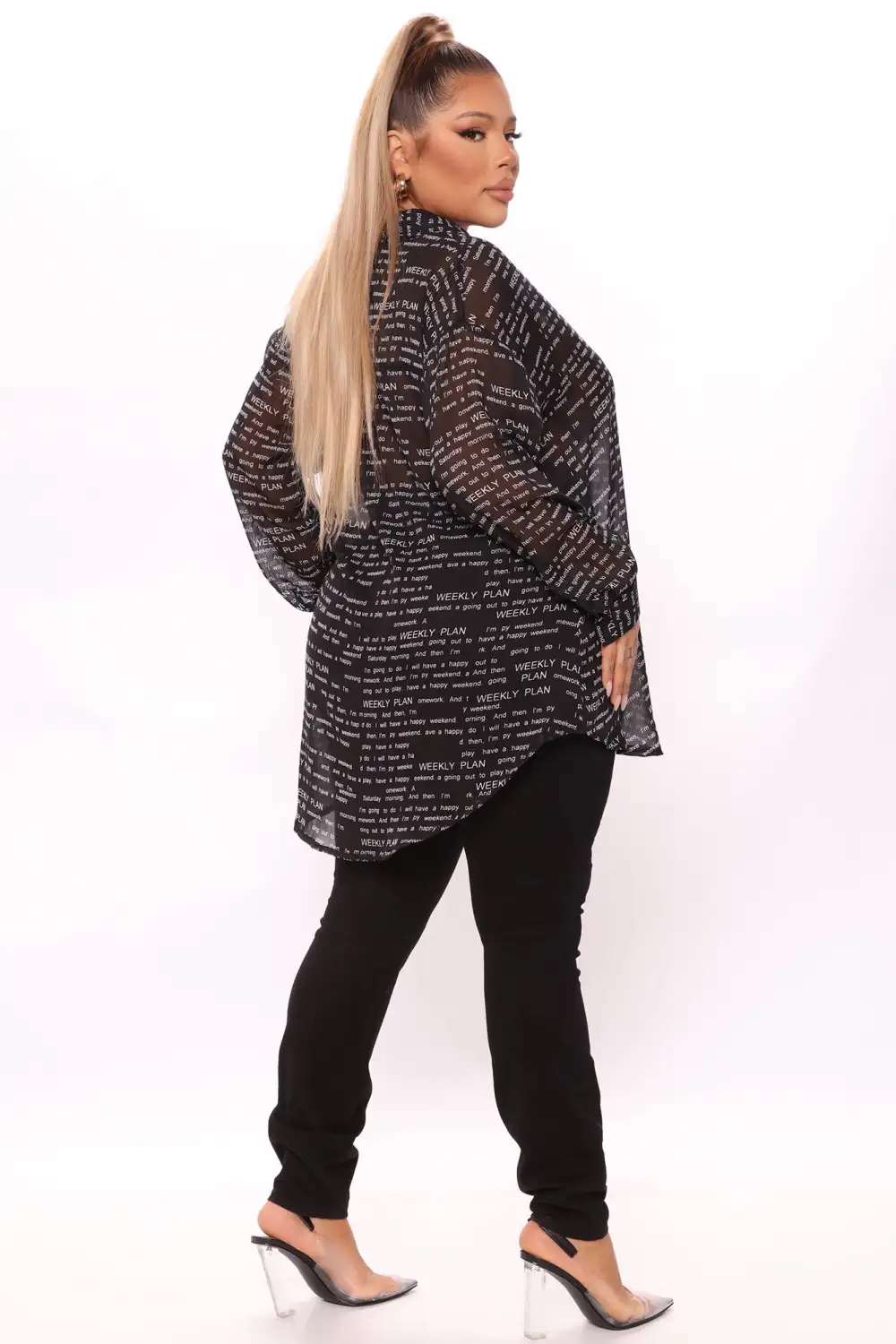 Out To Play Chiffon Shirt - Black/White