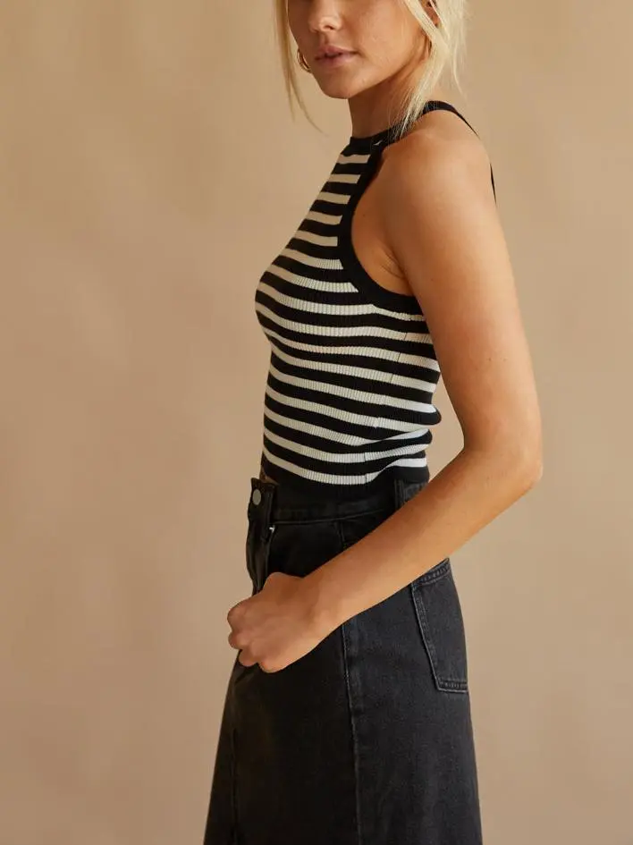 Cheyenne Striped Halter Tank Top