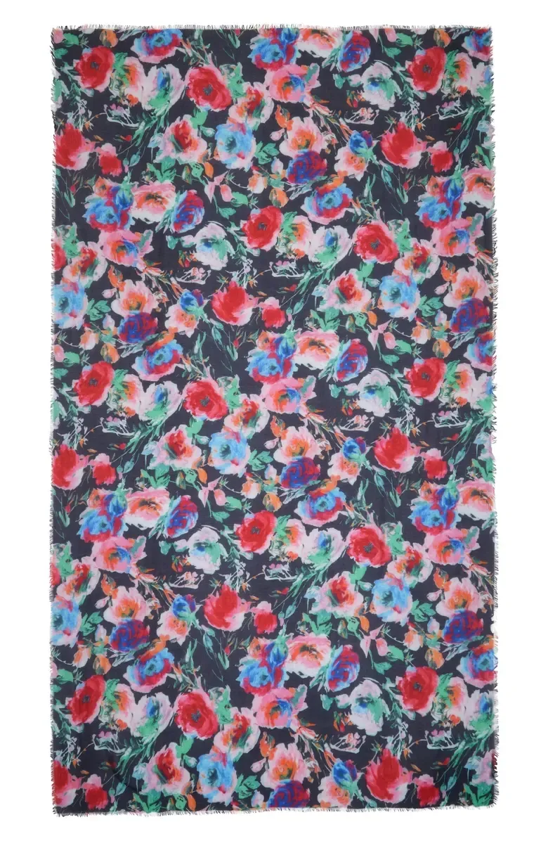 Floral Printed Fringe Scarfs