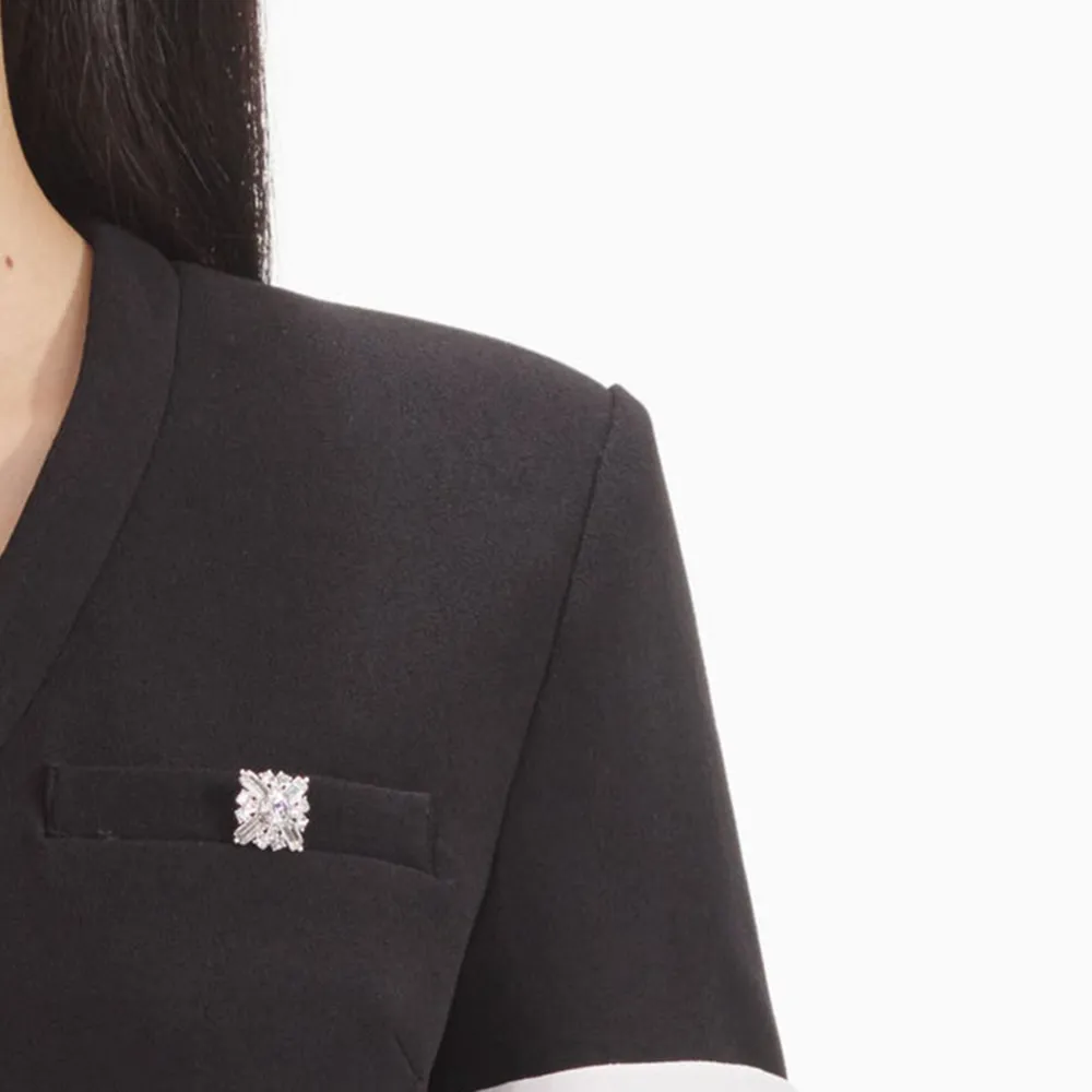 Black Crepe Contrast Top