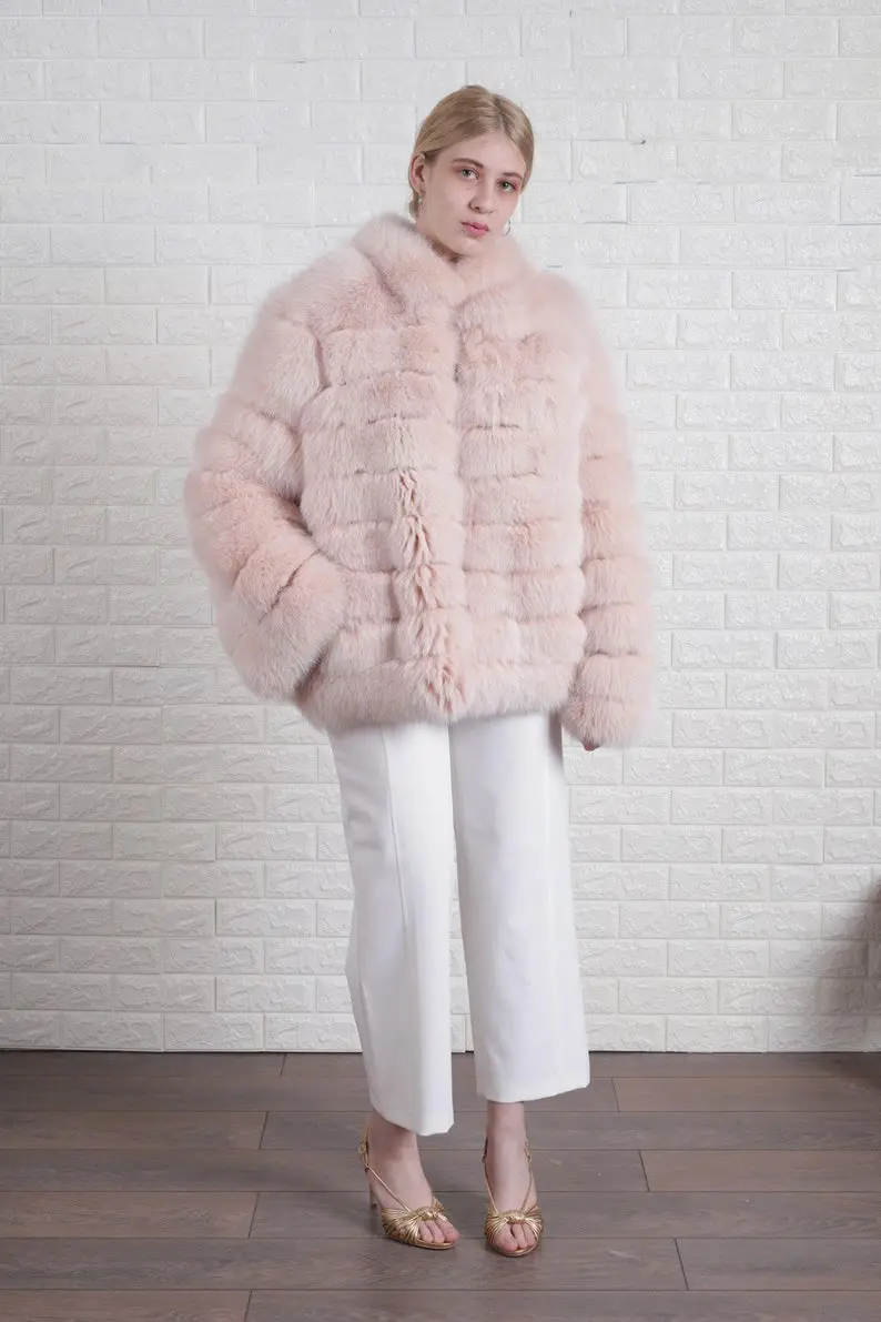 Baby Pink Fox Fur Jacket
