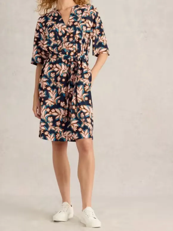 Shift Dress In Navy Print