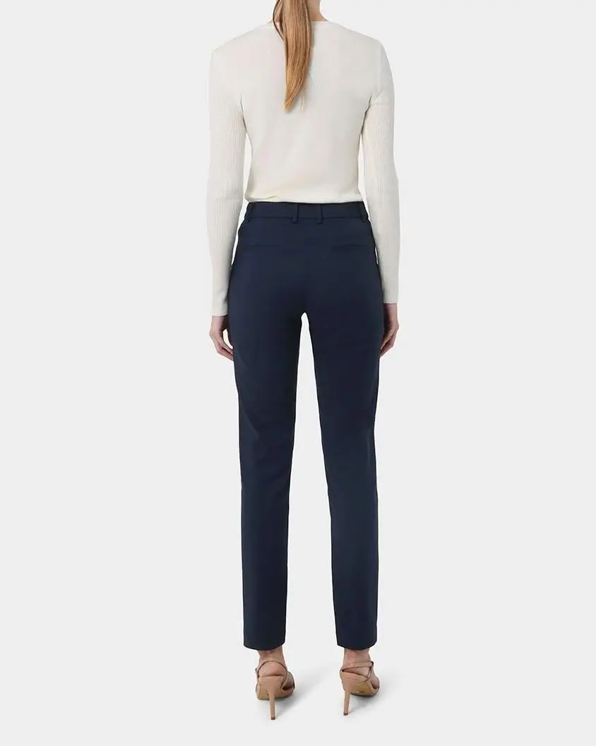 High Waisted Tall Trousers -Navy