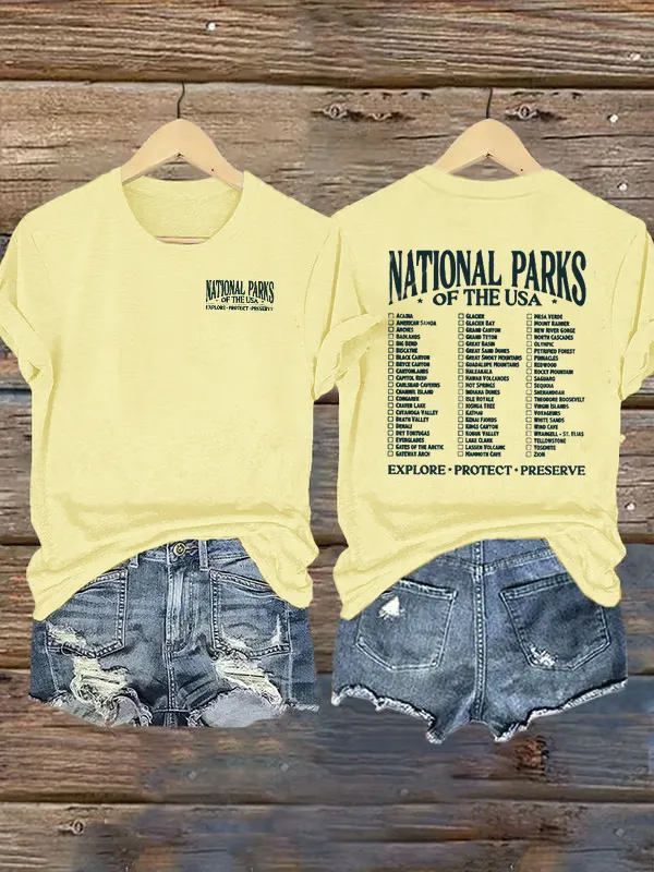 National Parks of the USA Checklist Front/Back Print Comfort Colors T-Shirt