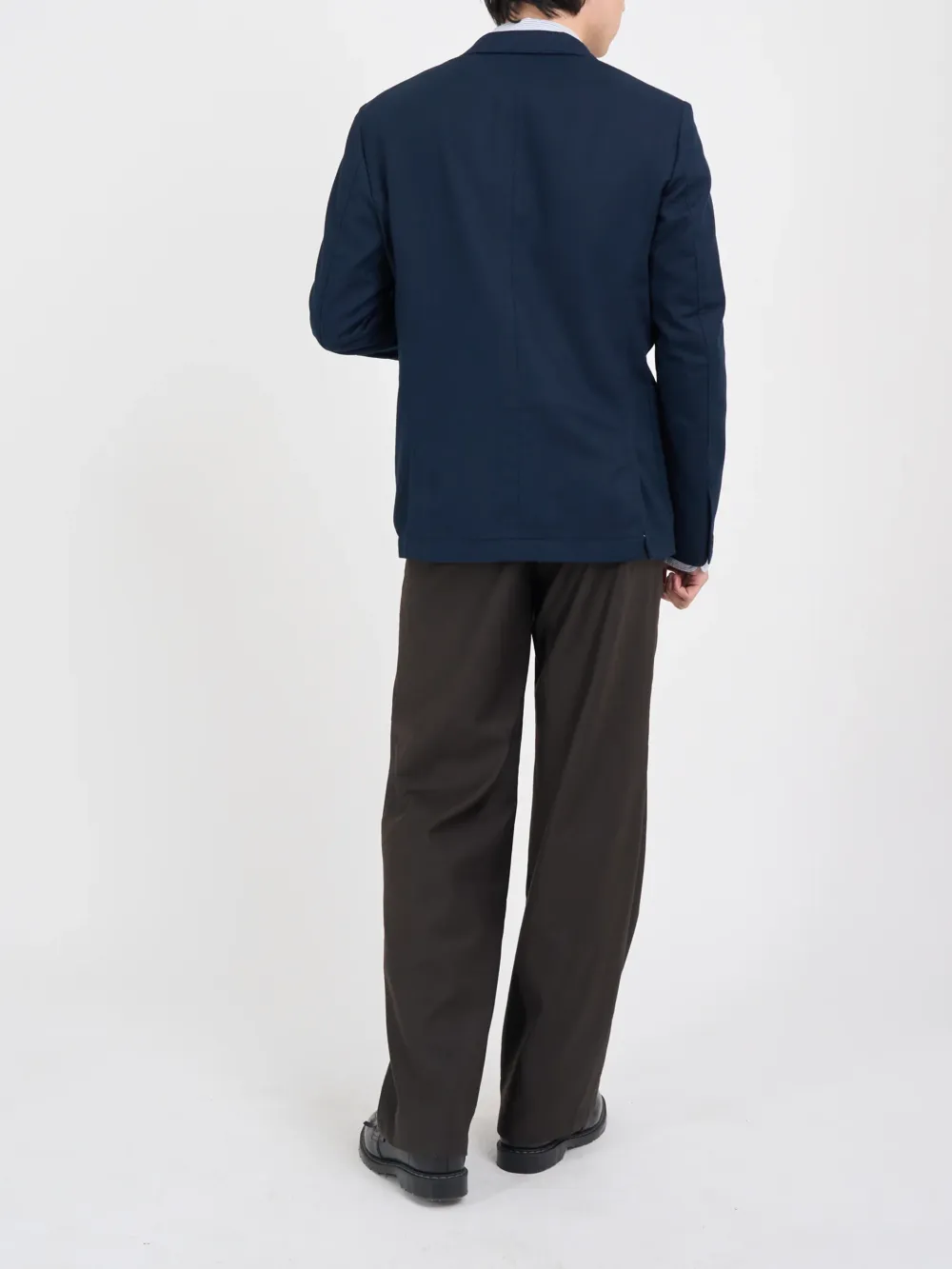 Navy Lapel Linen-Cotton Blazer