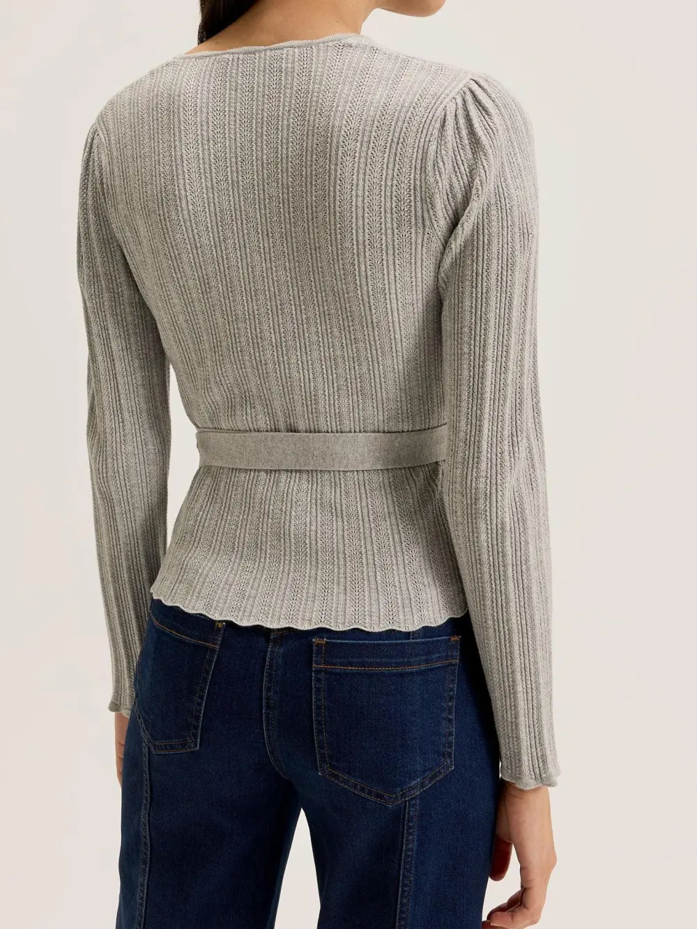 Grey Wrap Cardigan with Belt