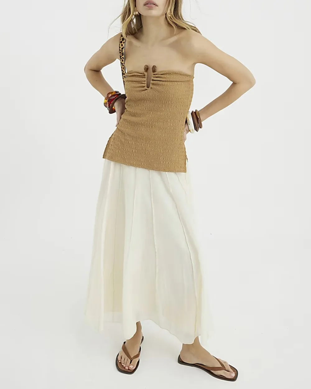 Elegant Cream Soft Ladies Skirts