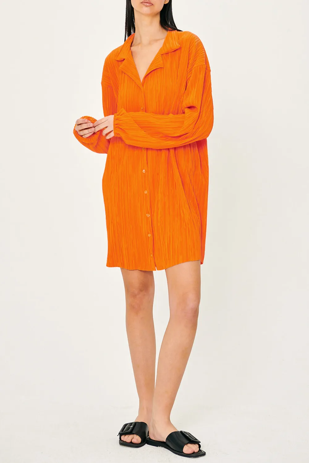 Daily Plisse Shirt Dress