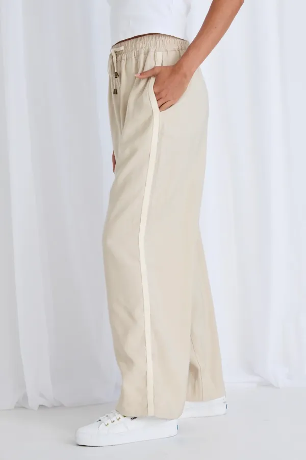 Sand Stripe Tape Wide - Leg Trousers