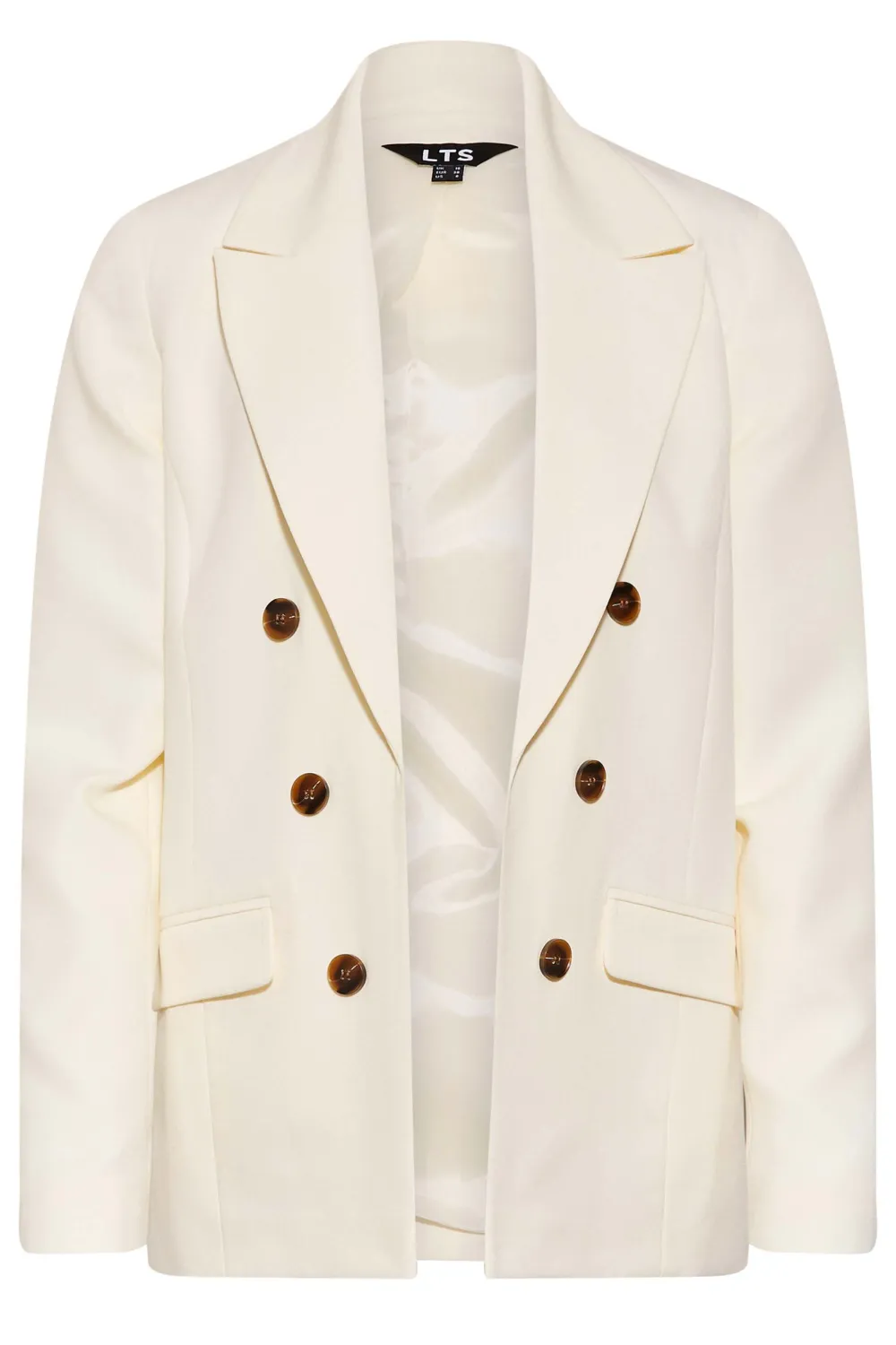 LTS Tall Ivory White Double Breasted Blazer