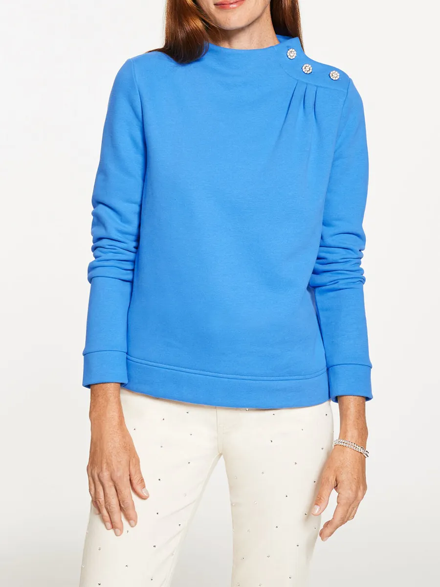 Women's Niche Design Style Gemstone Shoulder Accented Sports Shirt